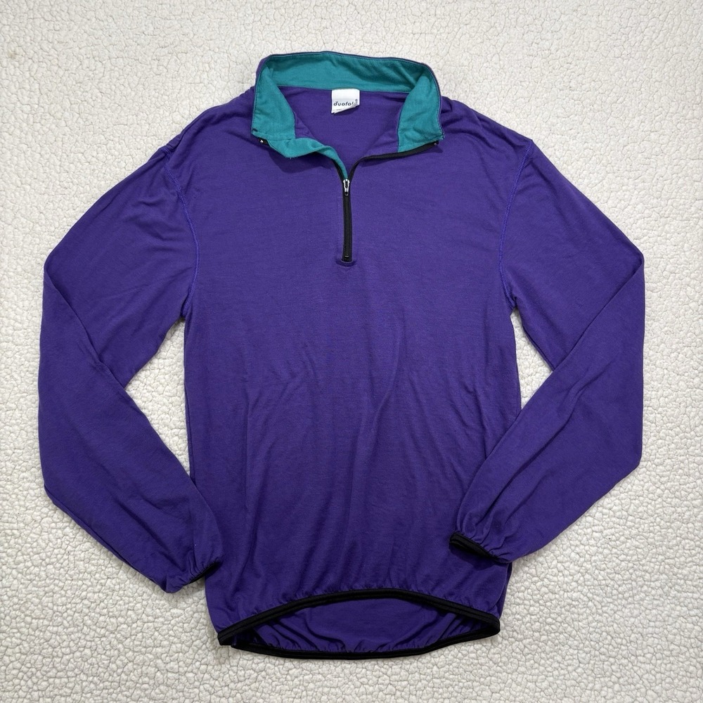 Vintage Duofold Thermal Quarter Zip Sweater Long Sleeve Shirt Base Layer Purple